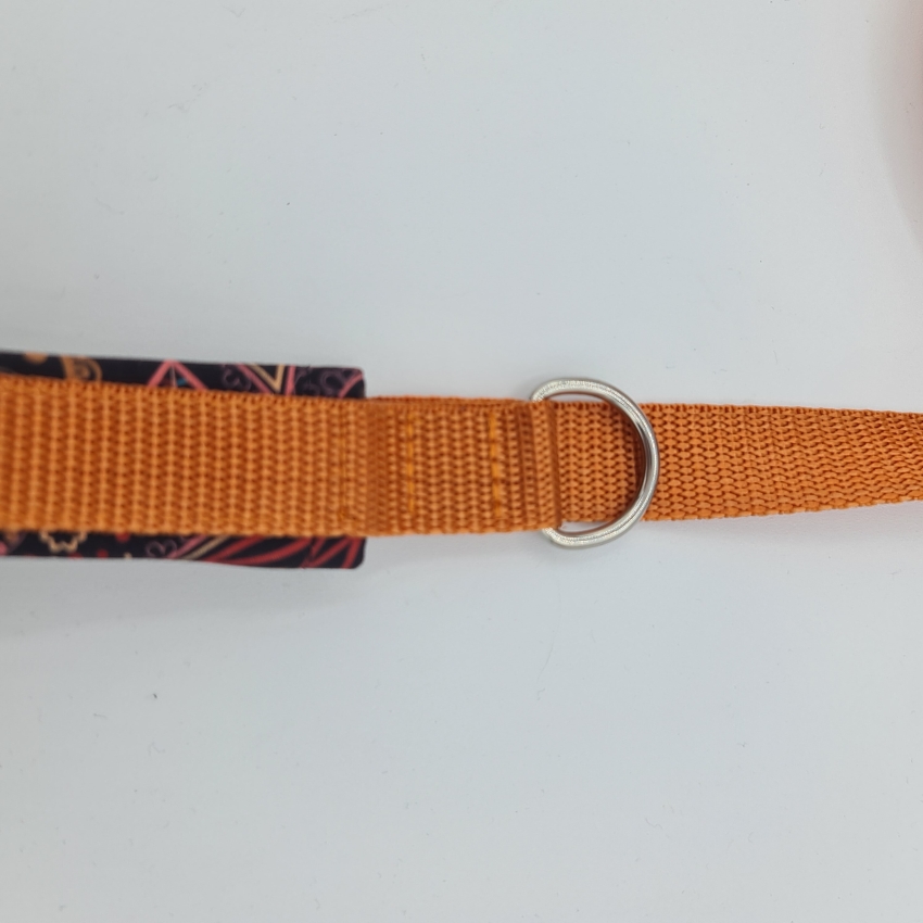 Leine mit weicher Handschlaufe orange-braun Paisley
